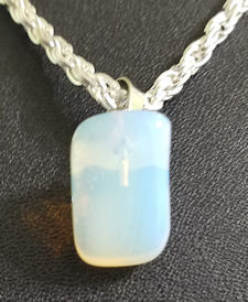 White Opal Pendant with Chain or Leather Cord