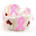 Pink ribbon cancer awareness seed bead bracelet