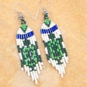 Green, turtle design, dangly fashion earrings