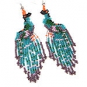Peacock design, seed bead, dangle fashion earrings