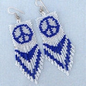 Peace sign seed beaded dangly hippie earrings