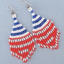 Red,white and blue seed bead dangle earrings