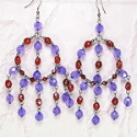 Royal purple and ruby glass beaded chandelier fashion earrings