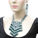 Hand beaded choker necklace and earrings set