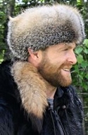 American Grey Fox Fur Hat with Tail