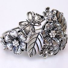 Antique Silver CZ Flower Bracelet