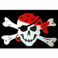 Red Bandana Skull and Bones Flag
