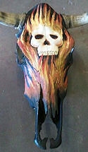 Flaming Skull Hand Painted Cow Skull