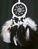 Black and White Spiral Beaded 3" Dream Catcher Mirror Ornament