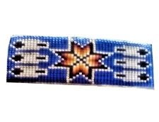 Blue Morning Star and Feathers Beaded Barrette