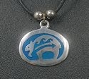 Blue Zuni bear medallion pendant