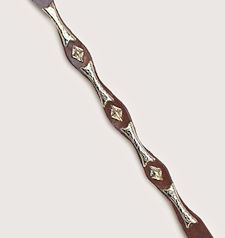 Brown Leather Hatband with diamond and bar conchos