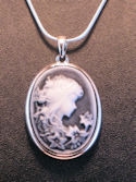 Victorian Lady Grey Cameo Pendant with Chain