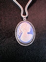 Victorian Lady Blue Cameo Pendant with Chain