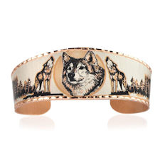 3 Wolves Diamond Cut Copper Bracelet