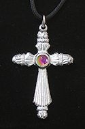 Cross with multi-color jewel pendant