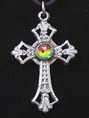 Cross with multi-color jewel pendant