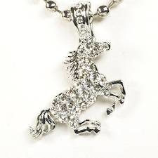 Silver CZ Horse Pendant Necklace