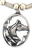 Diamond Cut Oval Horse Head Necklace