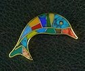 Dolphin stone inlay Brooch/pin #006