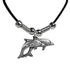 Diamond Cut Double Dolphin Necklace