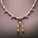 Silver, Copper, Carnelian and Yellow Crystal Dream catcher necklace 3