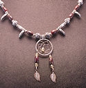 Silver, Carnelian Brown, and Crystal Dream catcher necklace 4