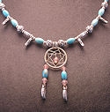 Silver, Turquoise and Pink Dream catcher necklace 5