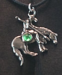 End of the trail peweter pendant with colored crystal