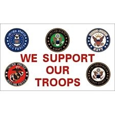 Support Our Troops Flag with Military Seals