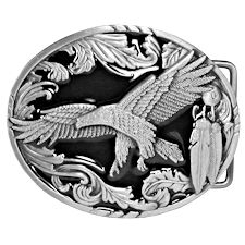 Flying Eagle with Feathers Belt Buckle