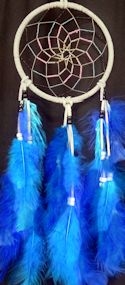 Grey, Turquoise and Royal Blue 6" Spiral Dream Catcher