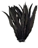 7-10" Dyed Black Half Bronze Iridescent Rooster Coque Tail Feathers