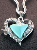Turqouise and CZ heart pendant