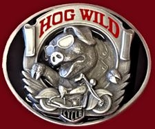 Hog Wild Motorcycle Pig Belt Buckle