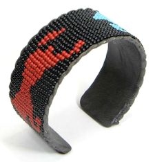 Navajo Inspired Running Horses Beaded Cuff Bracelet