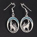 Howling Wolf Moon with Turquoise Inlays Earrings