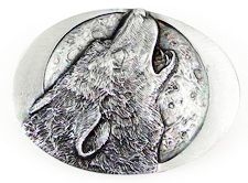 Howling Wolf Moon with Wolf Head Buckle