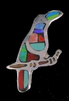 Inlaid Stone Parrot Brooch/pin #010