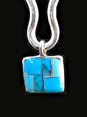 Turquoise Inlaid Stone Pendant with Chain #P2-012