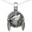 Mandella shield with howling wolf pendant with chain