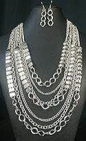 Chain and Block necklace set