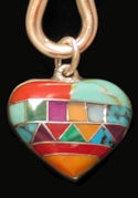 Multicolor Inlaid Heart Pendant #P4-0008D