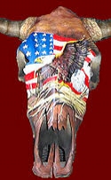 Flag and Flying Eagle Hand Painted Cow Skull