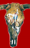 Bull Rider Hand Painted Cow Skull