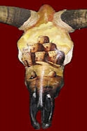 Santa Fe Pueblo Hand Painted Cow Skull