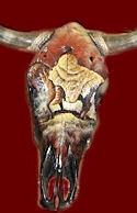 Warrior on Horse Hand Painted Cow Skull