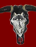 Wolf Head Hand Painted Cow Skull