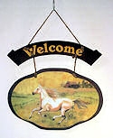Palamino Horse Wooden Welcome Plaque