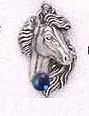 Horse head with flowing main and crystal pendant